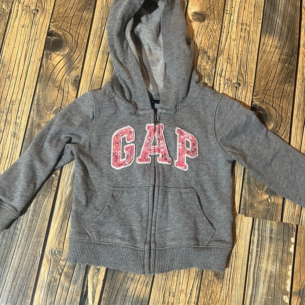 GAP Charcoal Gray Kids Hoodie with Red Logo